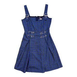 Vintage 90’s Y2K Morbid Threads Blue and Black Plaid Dress